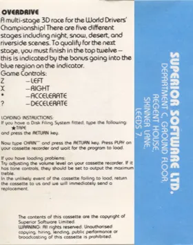 Overdrive (1984)(Superior) box cover back